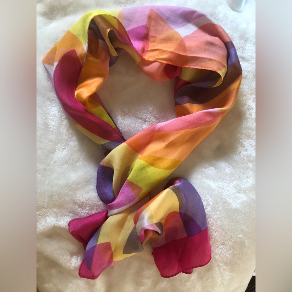 Echo Silk Women's oblong Scarf - Pink, Yellow & Purple